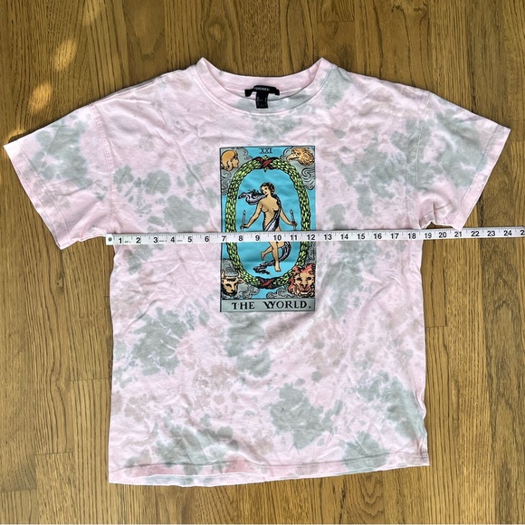 F21 The World Tarot Card pink tie dye T-shirt, Small - Picture 3 of 5